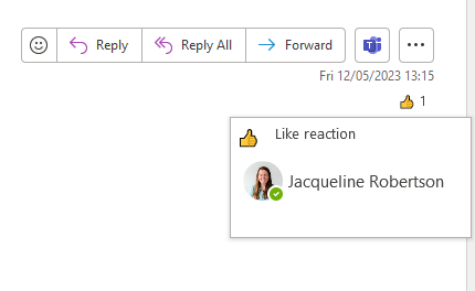 outlook desktop reaction